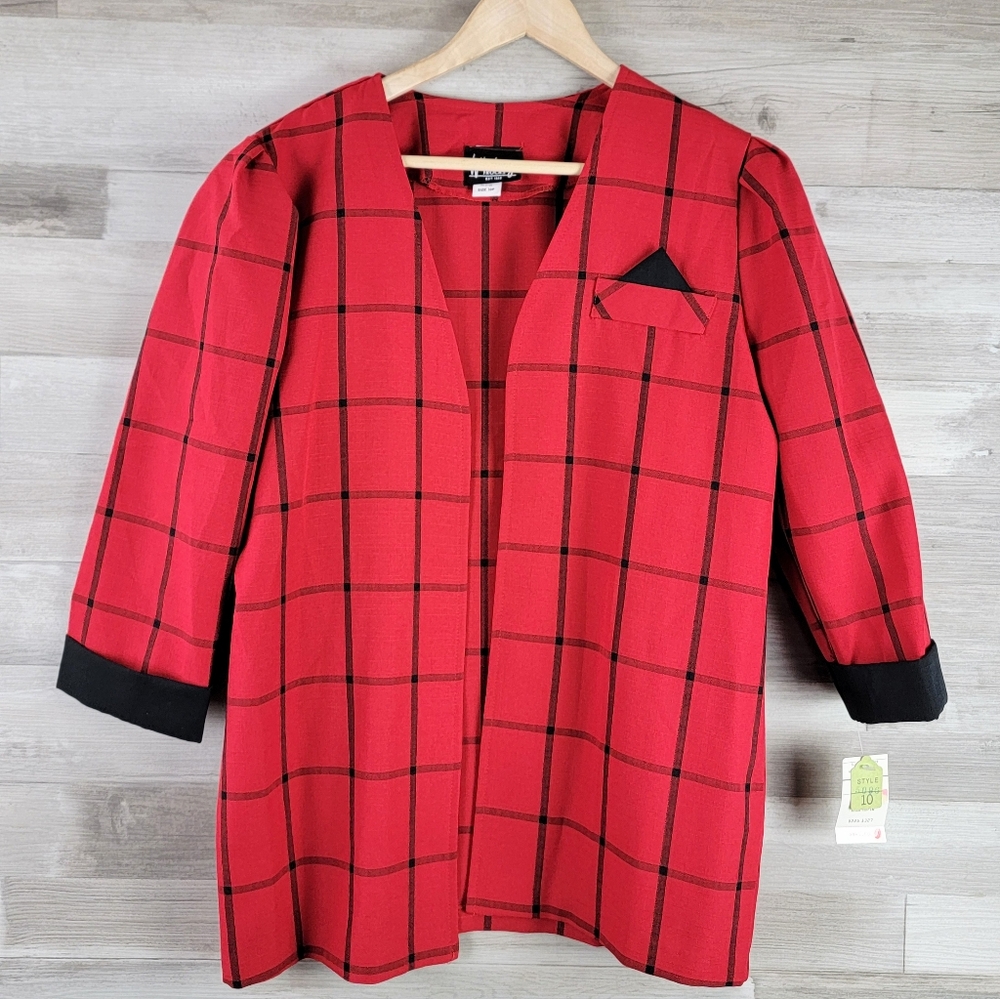 Vintage Whirlaway Frocks Open Plaid Blazer Women's Size 10P USA Made NWT - Picture 5 of 16